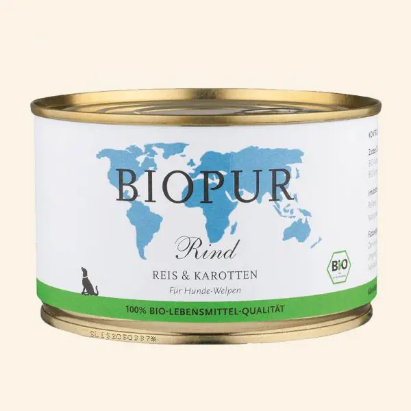 BIOPUR Hund - Rind, Reis & Karotten für Hunde-Welpen