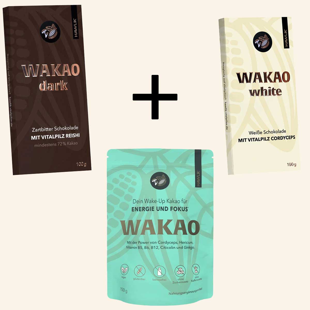 WAKAO Weihnachtsbundle - WAKAO Pilzkakao + WAKAO Schokolade